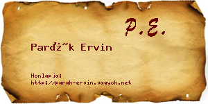 Parák Ervin névjegykártya