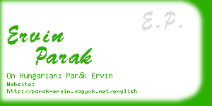 ervin parak business card